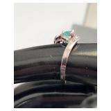 Sterling Silver Emerald and CZ Ring Size 6.5