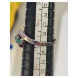 Sterling Silver Emerald and CZ Ring Size 6.5