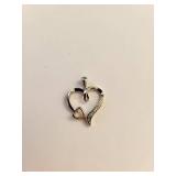 Sterling Silver and 10k Rose Gold Diamond Heart Pendant