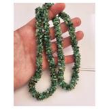 Set of 2 Emerald Beaded Necklaces with Gold-Tone Clasps