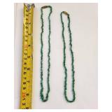 Set of 2 Emerald Beaded Necklaces with Gold-Tone Clasps