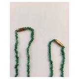 Set of 2 Emerald Beaded Necklaces with Gold-Tone Clasps