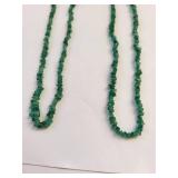 Set of 2 Emerald Beaded Necklaces with Gold-Tone Clasps