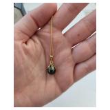 14K Gold Cultured Tahitian Pearl Necklace and Earrings Set