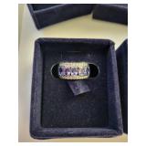Set of 3 Stauer Sterling Silver Tanzanite and CZ Rings with Boxes