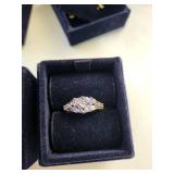 Set of 3 Stauer Sterling Silver Tanzanite and CZ Rings with Boxes