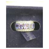 Set of 3 Stauer Sterling Silver Tanzanite and CZ Rings with Boxes