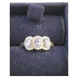 Set of 3 Stauer Sterling Silver Tanzanite and CZ Rings with Boxes