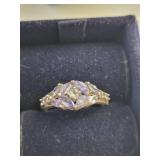 Set of 3 Stauer Sterling Silver Tanzanite and CZ Rings with Boxes