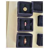 Set of 3 Stauer Sterling Silver Rings: Opal, Garnet, and Synthetic Ruby with CZ