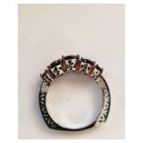 Set of 3 Stauer Sterling Silver Rings: Opal, Garnet, and Synthetic Ruby with CZ