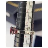 Set of 3 Stauer Sterling Silver Rings: Opal, Garnet, and Synthetic Ruby with CZ