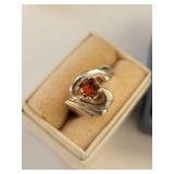 Pair of Sterling Silver Rings with Citrine and Tigers Eye Quartz