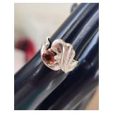 Pair of Sterling Silver Rings with Citrine and Tigers Eye Quartz