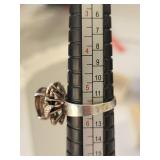 Pair of Sterling Silver Rings with Citrine and Tigers Eye Quartz