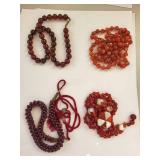 Set of 4 Garnet and Carnelian Beaded Necklaces
