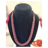 Set of 4 Garnet and Carnelian Beaded Necklaces