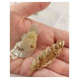 Collection of Vintage Agate, Shell Cameo, Dinosaur Bone Pendant, Mother of Pearl, and Carnelian Jewelry Brooches and Pendants