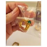 Collection of Gold Plated and Electroplate Fashion Rings with Gemstones and Cubic Zirconia