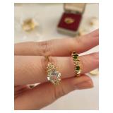 Collection of Gold Plated and Electroplate Fashion Rings with Gemstones and Cubic Zirconia