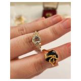 Collection of Gold Plated and Electroplate Fashion Rings with Gemstones and Cubic Zirconia