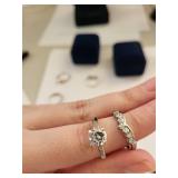 Collection of 12 Silver Plated Cubic Zirconia Rings with Assorted Stone Designs