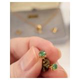 Gold Filled and Gold Plated Jewelry Set with Natural Emeralds - Necklace, Earrings, and Ring