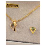 Gold Filled and Gold Plated Jewelry Set with Natural Emeralds - Necklace, Earrings, and Ring