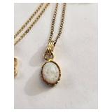 Collection of 3 Gold Filled/Plated Opal Necklaces and Opal Ring with Ruby Accent Necklace