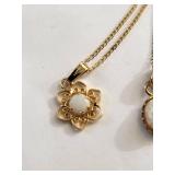 Collection of 3 Gold Filled/Plated Opal Necklaces and Opal Ring with Ruby Accent Necklace