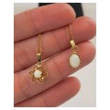 Collection of 3 Gold Filled/Plated Opal Necklaces and Opal Ring with Ruby Accent Necklace