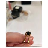 Collection of Gold Filled Rings with Colorful Gemstones - 8 Pieces