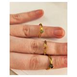 Collection of Gold Filled Rings with Colorful Gemstones - 8 Pieces