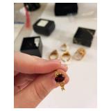 Collection of Gold Filled Rings with Colorful Gemstones - 8 Pieces