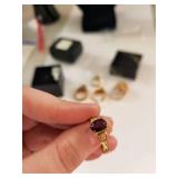 Collection of Gold Filled Rings with Colorful Gemstones - 8 Pieces