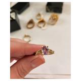 Collection of Gold Filled Rings with Colorful Gemstones - 8 Pieces