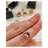 Collection of Gold Filled Rings with Colorful Gemstones - 8 Pieces