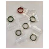 Set of 6 Jade Rings Assorted Sizes and Colors