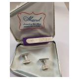 Marnel Sterling Silver Cufflinks and Tie Clip Set in Presentation Box