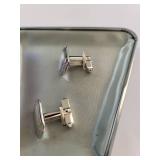Marnel Sterling Silver Cufflinks and Tie Clip Set in Presentation Box