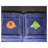 Stauer Chrome Diopside and Red Garnet Rings with Boxes