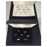 Jewelry Set with Rings, Earrings, and Pendant in Display Cases