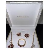 Charter Club Jewelry Set with Floral Necklace, Earrings, Ring and Gemstone Necklaces