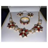 Charter Club Jewelry Set with Floral Necklace, Earrings, Ring and Gemstone Necklaces