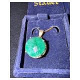 Stauer Emerald Pendant Necklace and Beaded Pearl Earrings in Boxes