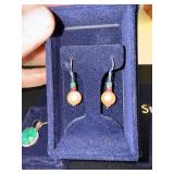 Stauer Emerald Pendant Necklace and Beaded Pearl Earrings in Boxes