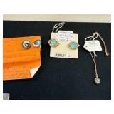 Vintage REJA Earrings, Evil Eye Necklace, and Enamel Earrings Set