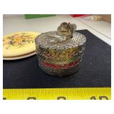 Vanity Accessories Collection with Powder Compact, Rose Trinket Box, and Vintage Cases