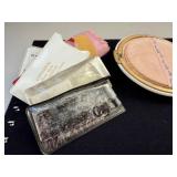 Vanity Accessories Collection with Powder Compact, Rose Trinket Box, and Vintage Cases