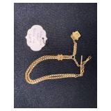 Antique Gold-Filled Double Albert Watch Chain with Ornate Fob